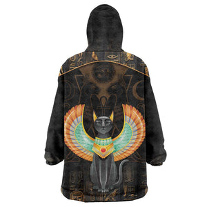 Winged Egypt Cats Wearable Blanket Hoodie Ancient Egypt Culture