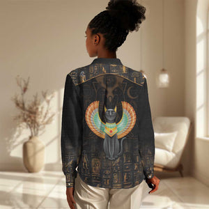 Winged Egypt Cats Women Casual Shirt Ancient Egypt Culture