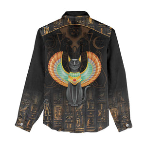 Winged Egypt Cats Women Casual Shirt Ancient Egypt Culture