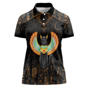 Winged Egypt Cats Women Polo Shirt Ancient Egypt Culture