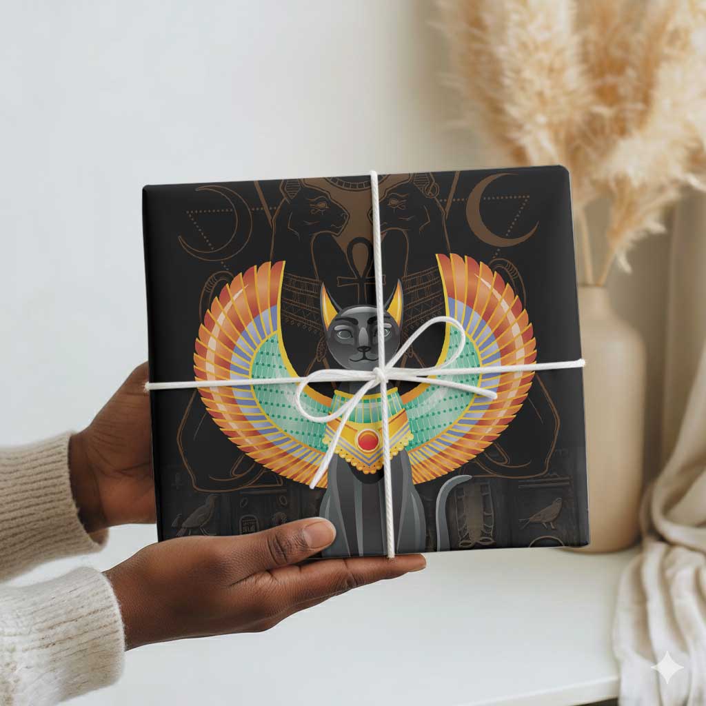 Winged Egypt Cats Wrapping Paper Ancient Egypt Culture - African Pride