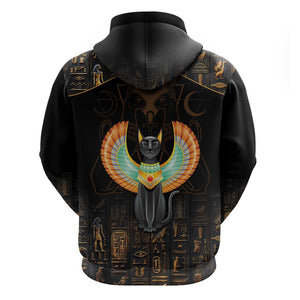 Winged Egypt Cats Zip Hoodie Ancient Egypt Culture