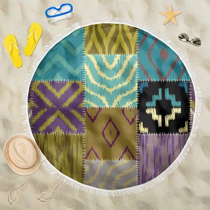 African American Quilt Inspired Beach Blanket Cultural Heritage Ethnic Quilt Pattern