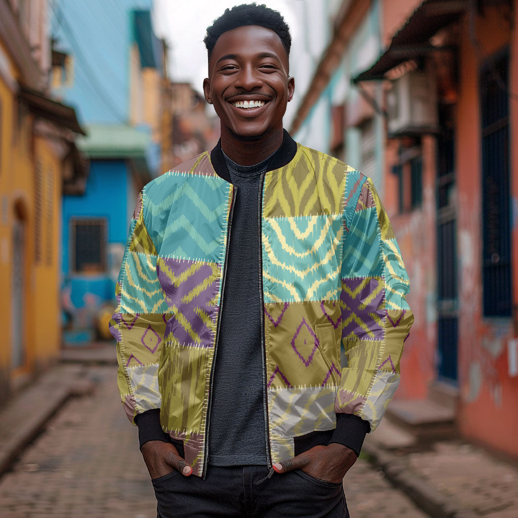 African American Quilt Inspired Bomber Jacket Cultural Heritage Ethnic Quilt Pattern