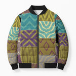 African American Quilt Inspired Bomber Puffer Jacket Cultural Heritage Ethnic Quilt Pattern