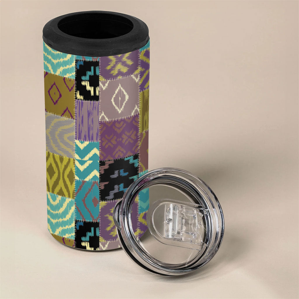 African American Quilt Inspired 4 in 1 Can Cooler Tumbler Cultural Heritage Ethnic Quilt Pattern