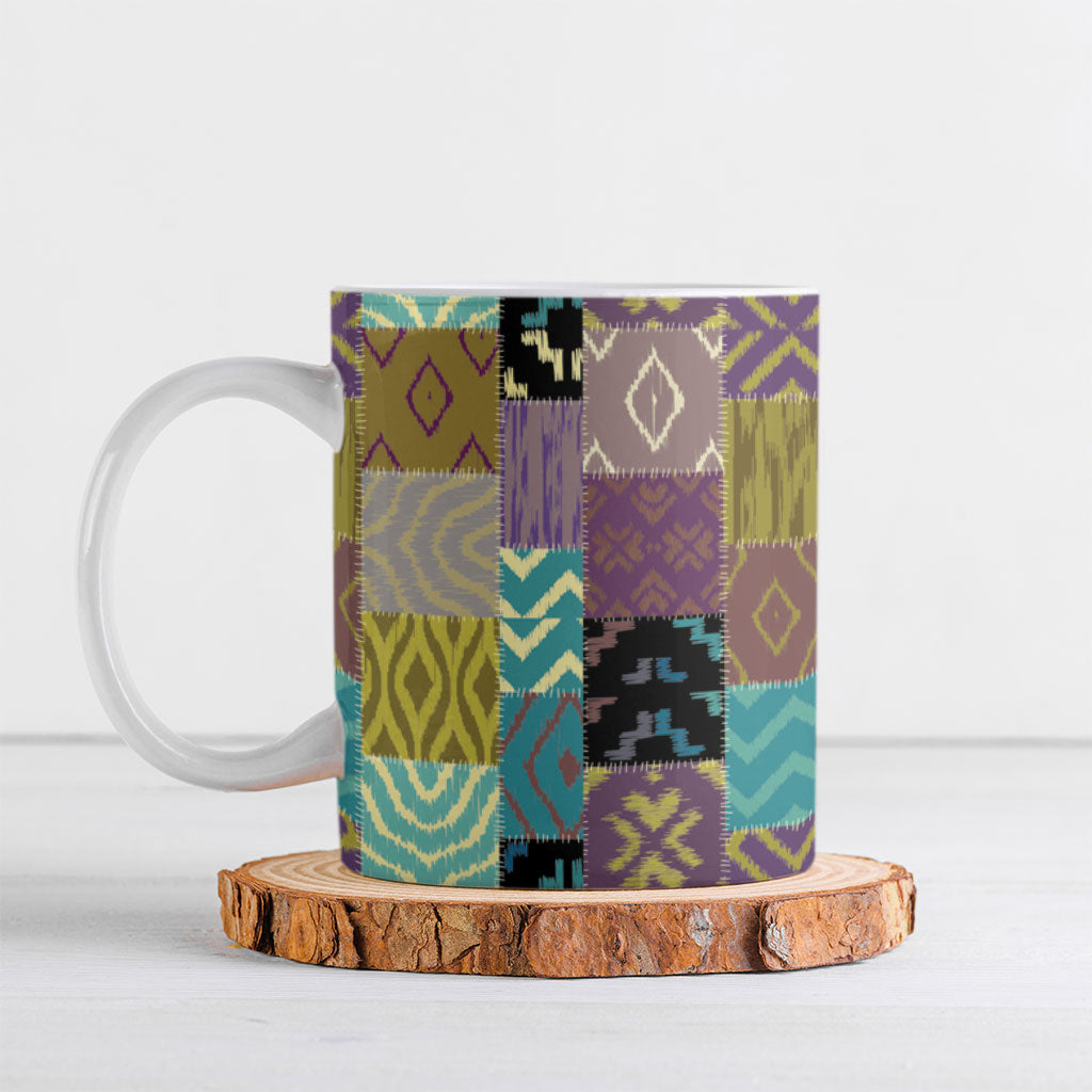 African American Quilt Inspired Ceramic Mug Cultural Heritage Ethnic Quilt Pattern