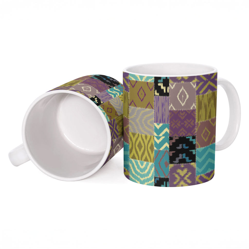 African American Quilt Inspired Ceramic Mug Cultural Heritage Ethnic Quilt Pattern