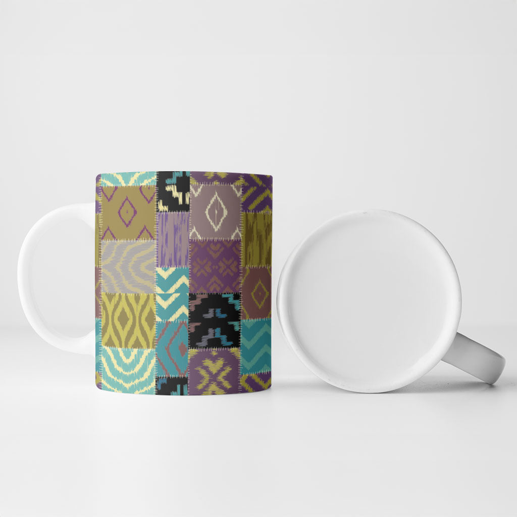 African American Quilt Inspired Ceramic Mug Cultural Heritage Ethnic Quilt Pattern