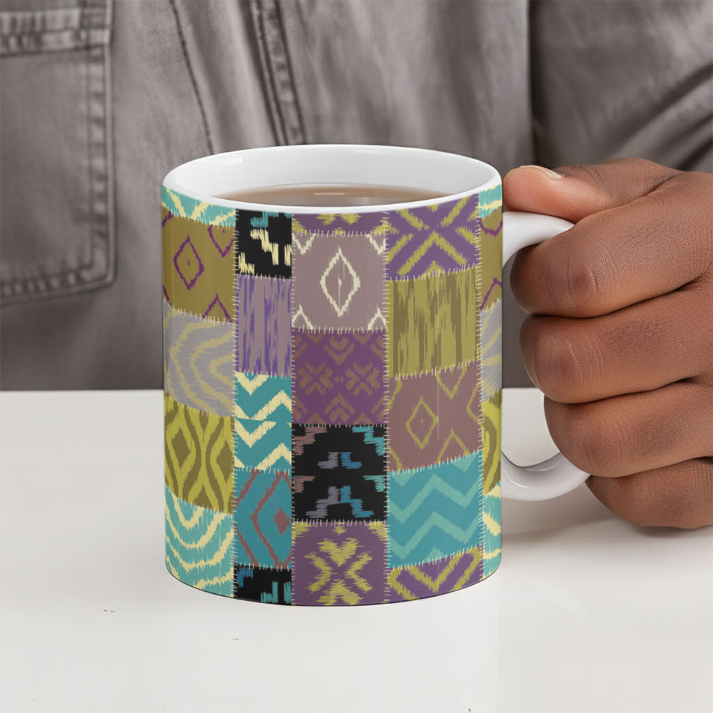 African American Quilt Inspired Ceramic Mug Cultural Heritage Ethnic Quilt Pattern