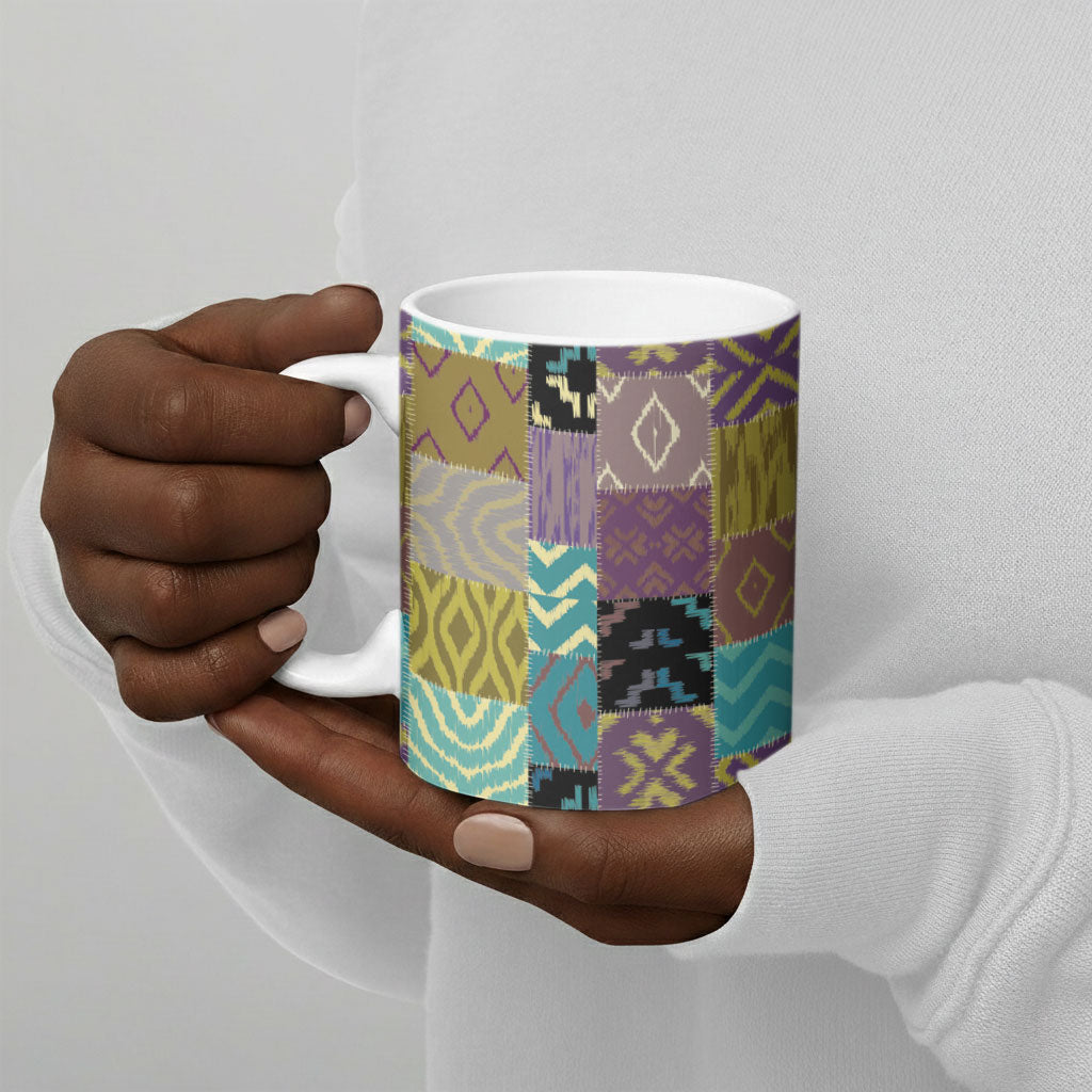 African American Quilt Inspired Ceramic Mug Cultural Heritage Ethnic Quilt Pattern