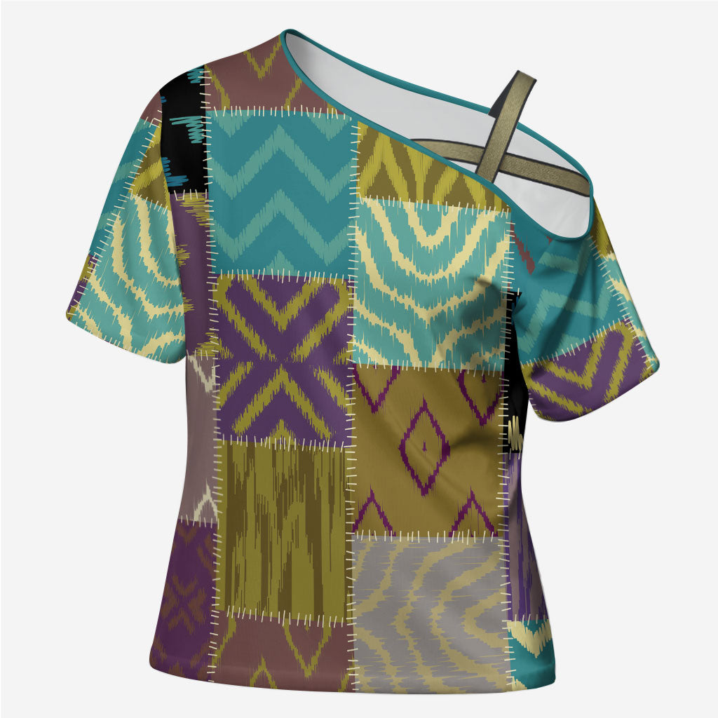 African American Quilt Inspired Cross Shoulder Shirt Cultural Heritage Ethnic Quilt Pattern