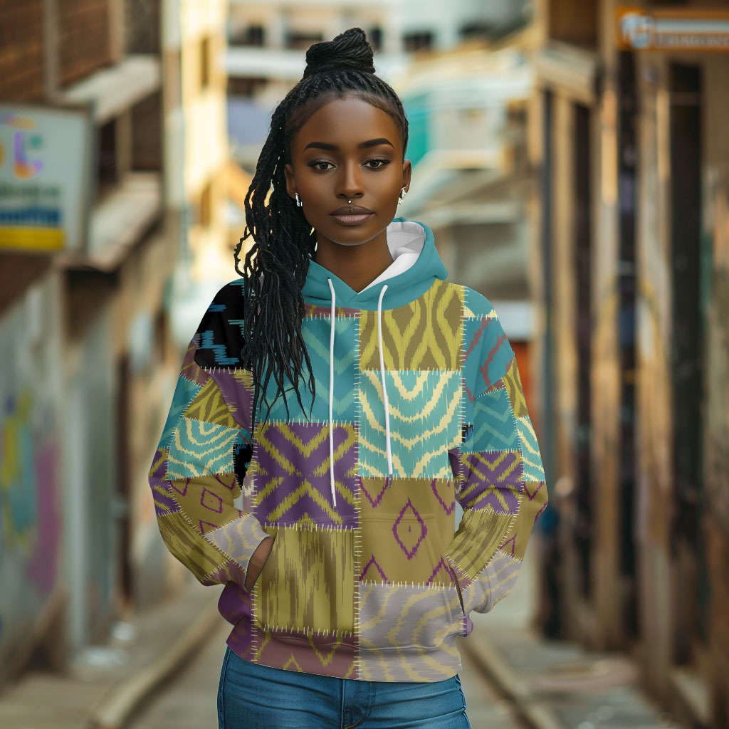 African American Quilt Inspired Hoodie Cultural Heritage Ethnic Quilt Pattern