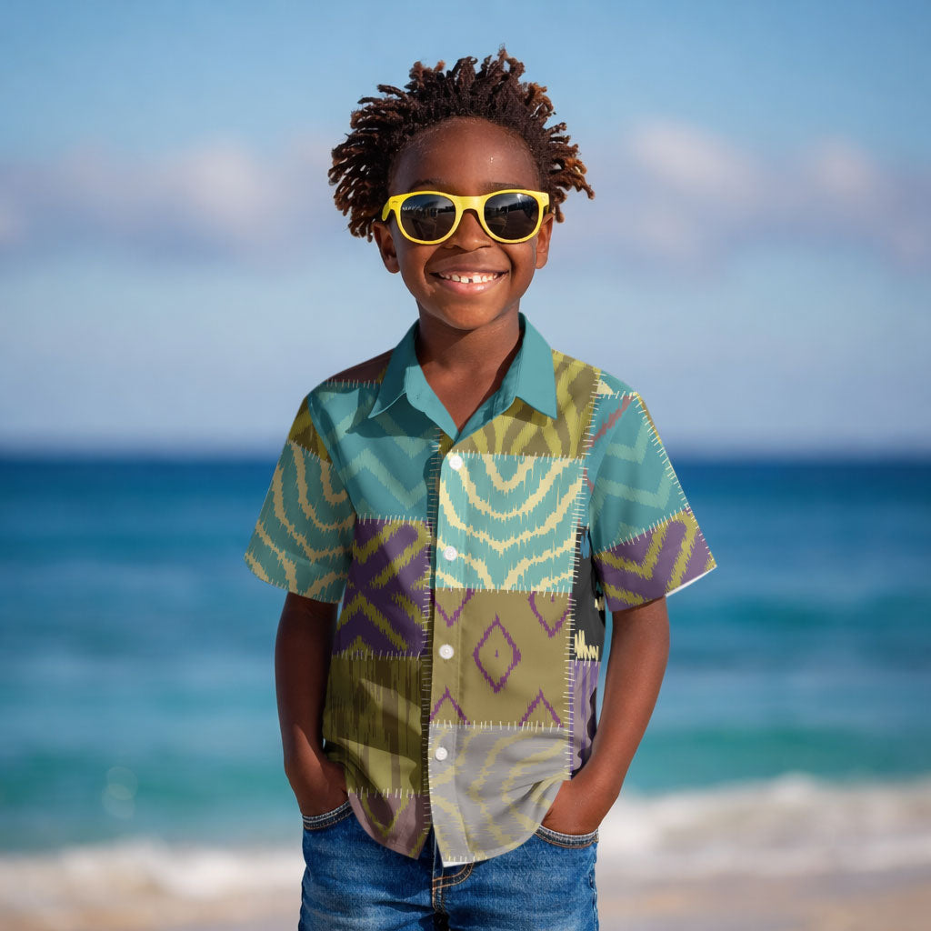 African American Quilt Inspired Kid Hawaiian Shirt Cultural Heritage Ethnic Quilt Pattern