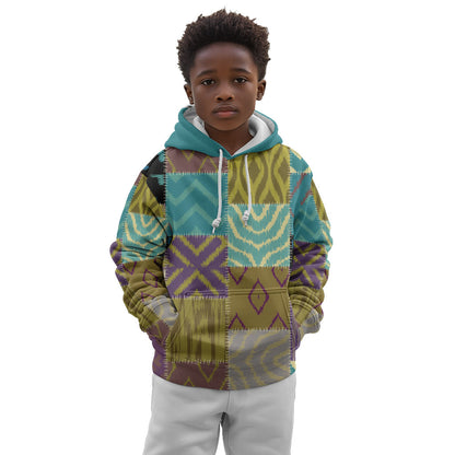 African American Quilt Inspired Kid Hoodie Cultural Heritage Ethnic Quilt Pattern