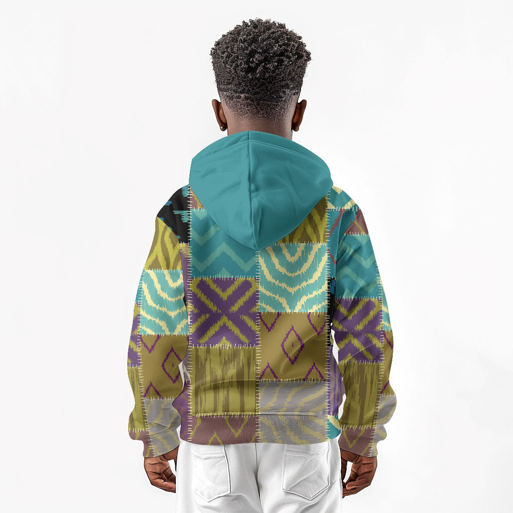 African American Quilt Inspired Kid Hoodie Cultural Heritage Ethnic Quilt Pattern