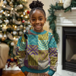 African American Quilt Inspired Kid Ugly Christmas Sweater Cultural Heritage Ethnic Quilt Pattern