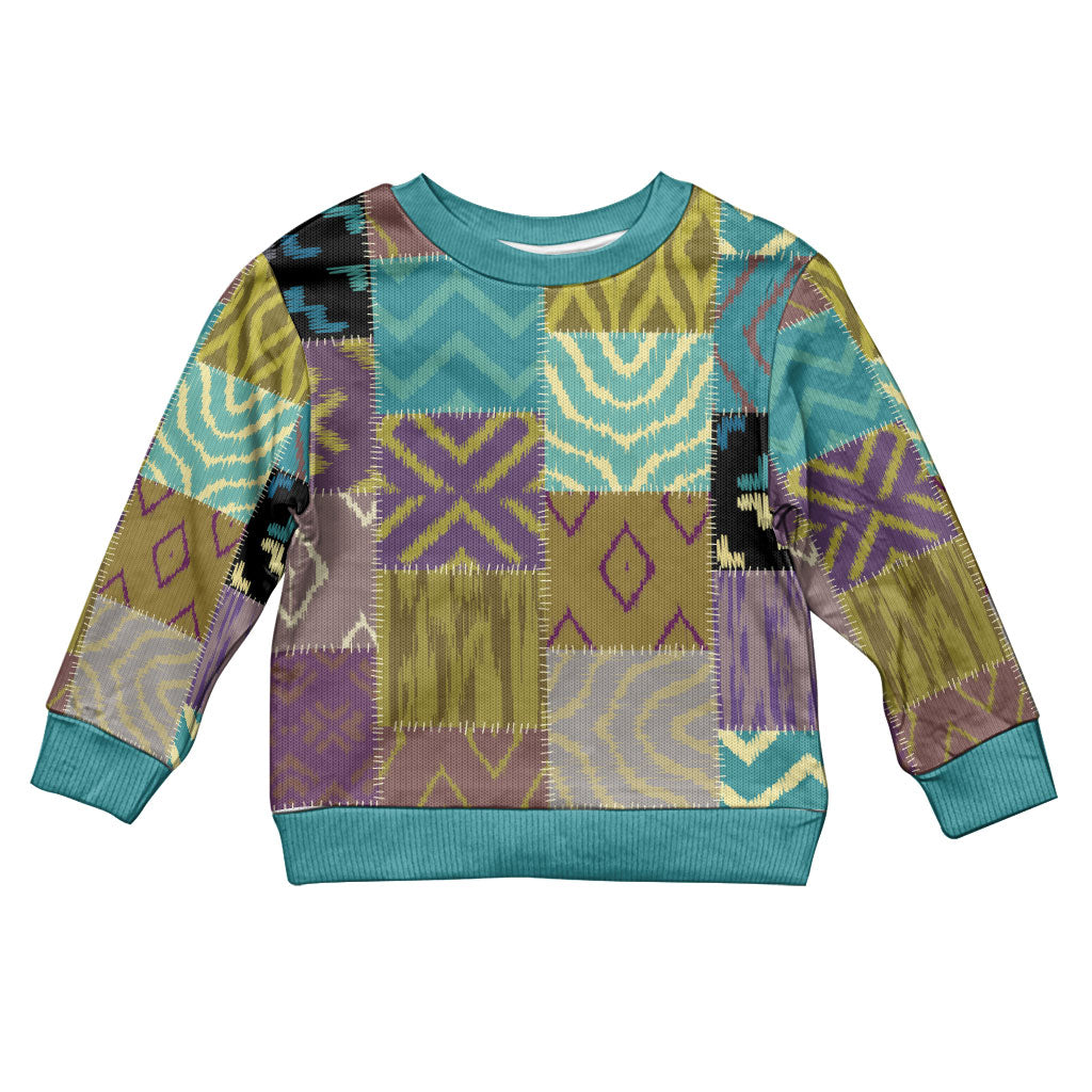 African American Quilt Inspired Kid Ugly Christmas Sweater Cultural Heritage Ethnic Quilt Pattern