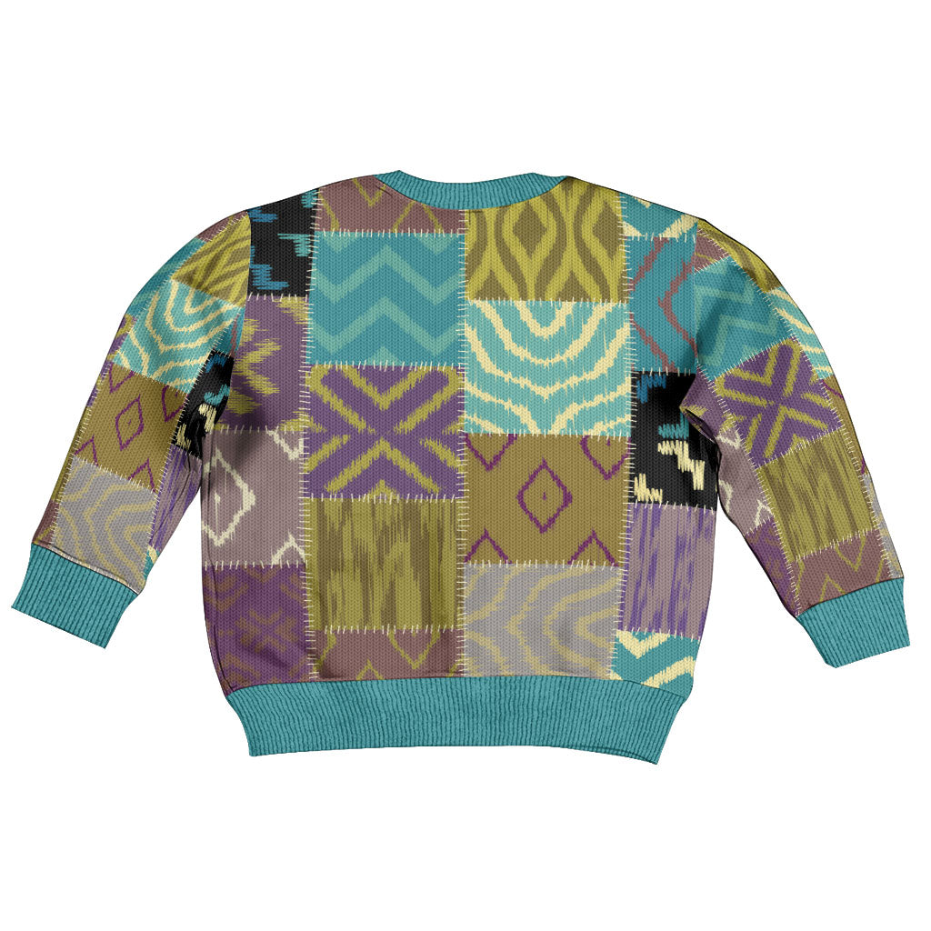 African American Quilt Inspired Kid Ugly Christmas Sweater Cultural Heritage Ethnic Quilt Pattern