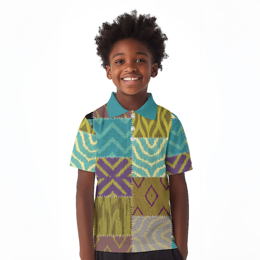 African American Quilt Inspired Kid Polo Shirt Cultural Heritage Ethnic Quilt Pattern