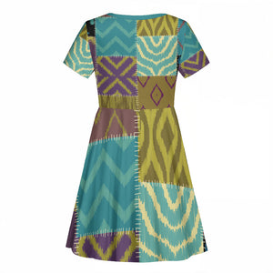 African American Quilt Inspired Kid Short Sleeve Dress Cultural Heritage Ethnic Quilt Pattern