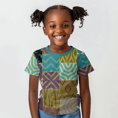 African American Quilt Inspired Kid T shirt Cultural Heritage Ethnic Quilt Pattern