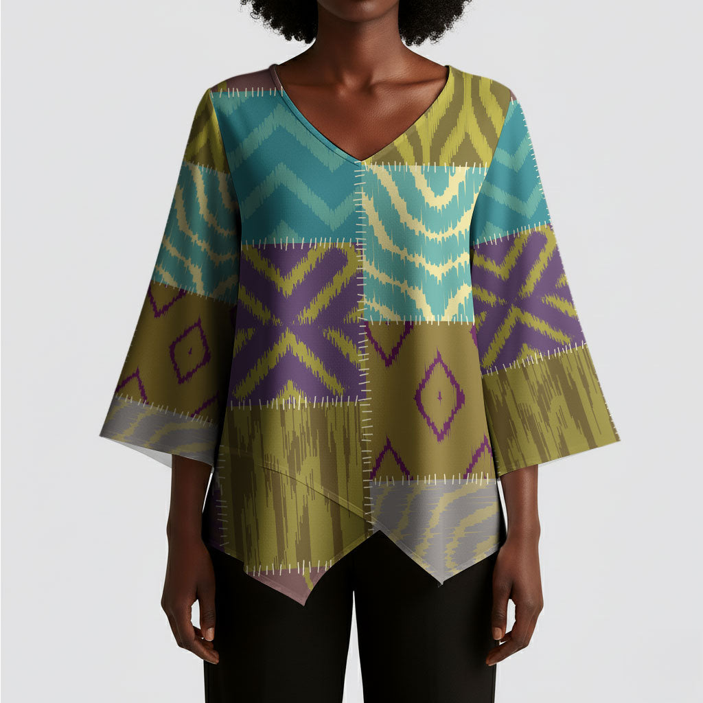 African American Quilt Inspired Kimono Sleeve Blouse Cultural Heritage Ethnic Quilt Pattern