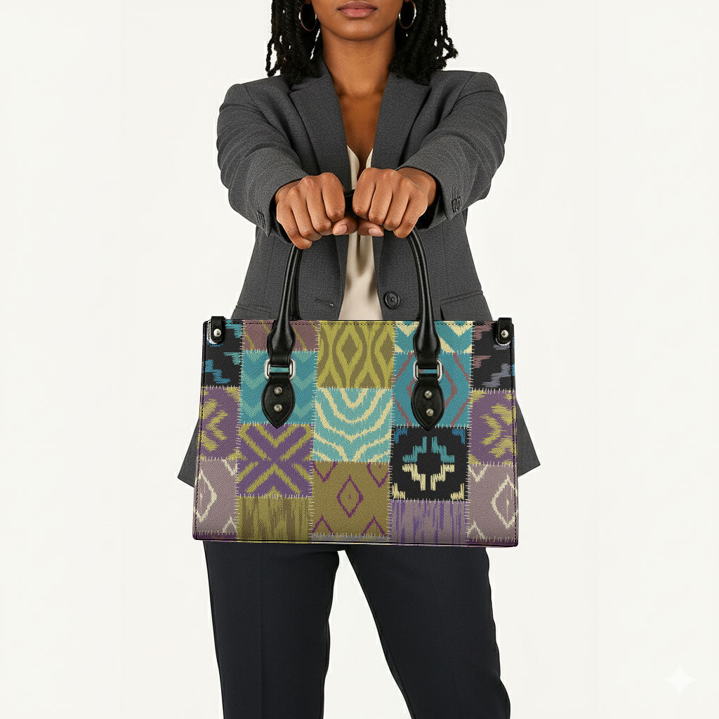 African American Quilt Inspired Leather Bag Cultural Heritage Ethnic Quilt Pattern