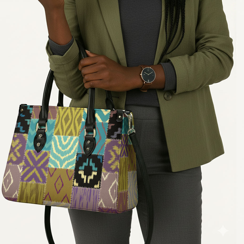 African American Quilt Inspired Leather Bag Cultural Heritage Ethnic Quilt Pattern