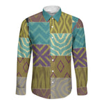 African American Quilt Inspired Long Sleeve Button Shirt Cultural Heritage Ethnic Quilt Pattern