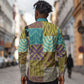 African American Quilt Inspired Long Sleeve Button Shirt Cultural Heritage Ethnic Quilt Pattern