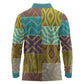 African American Quilt Inspired Long Sleeve Polo Shirt Cultural Heritage Ethnic Quilt Pattern