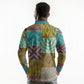 African American Quilt Inspired Long Sleeve Polo Shirt Cultural Heritage Ethnic Quilt Pattern