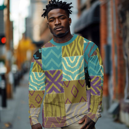 African American Quilt Inspired Long Sleeve Shirt Cultural Heritage Ethnic Quilt Pattern