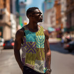 African American Quilt Inspired Men Tank Top Cultural Heritage Ethnic Quilt Pattern