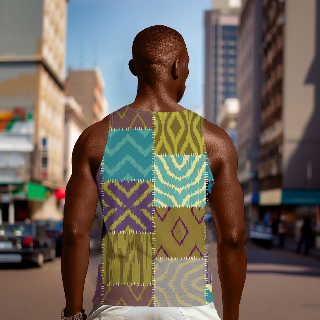 African American Quilt Inspired Men Tank Top Cultural Heritage Ethnic Quilt Pattern