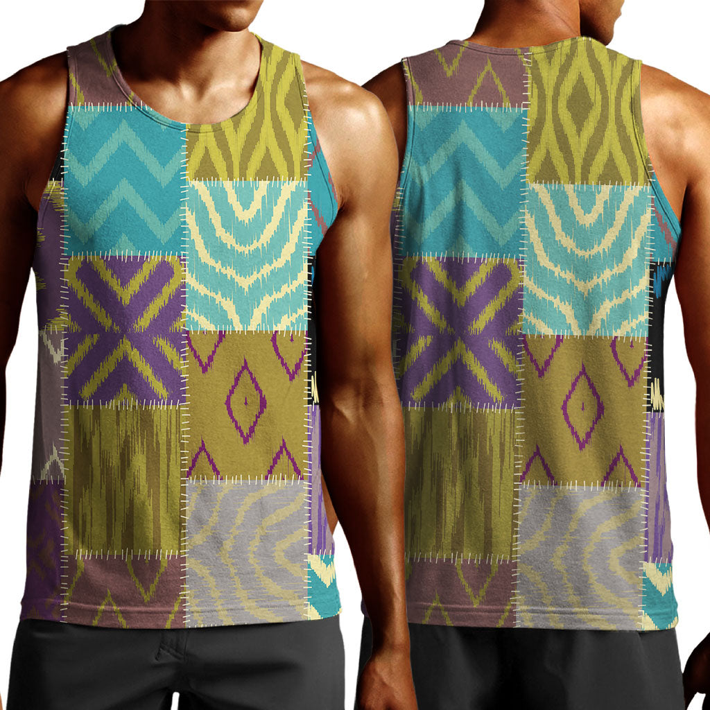 African American Quilt Inspired Men Tank Top Cultural Heritage Ethnic Quilt Pattern
