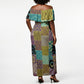 African American Quilt Inspired Off Shoulder Maxi Dress Cultural Heritage Ethnic Quilt Pattern