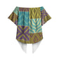 African American Quilt Inspired Off Shoulder Wrap Waist Top Cultural Heritage Ethnic Quilt Pattern