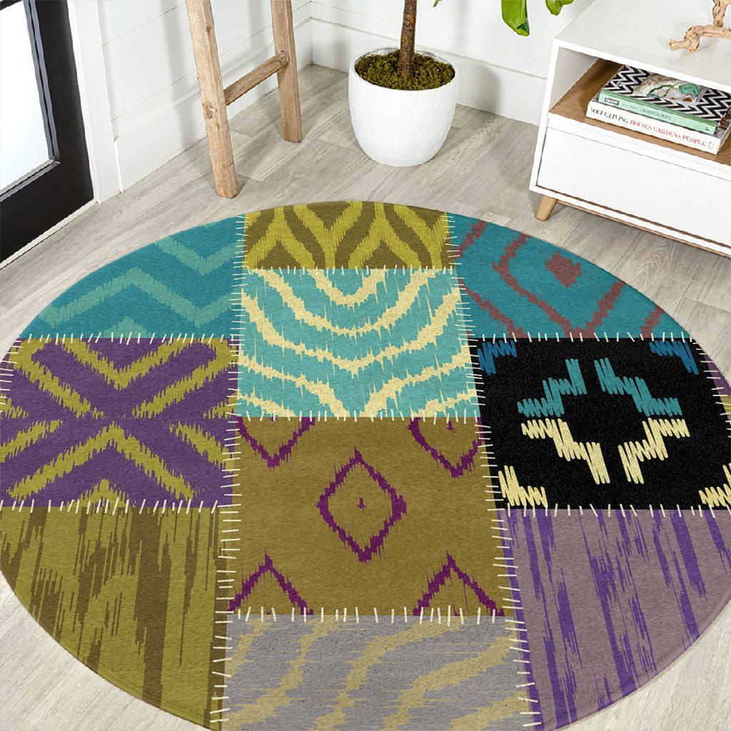 African American Quilt Inspired Round Carpet Cultural Heritage Ethnic Quilt Pattern