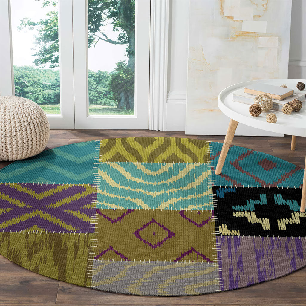 African American Quilt Inspired Round Carpet Cultural Heritage Ethnic Quilt Pattern