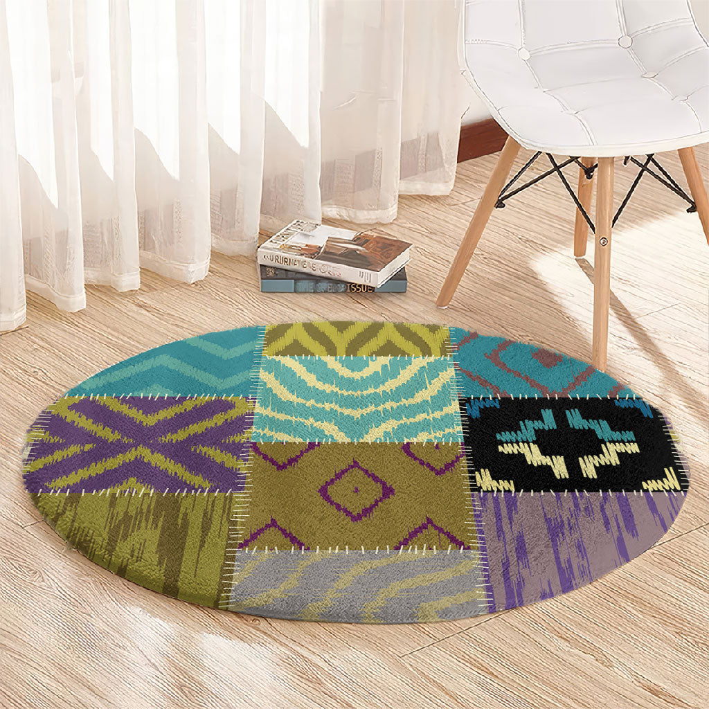 African American Quilt Inspired Round Carpet Cultural Heritage Ethnic Quilt Pattern