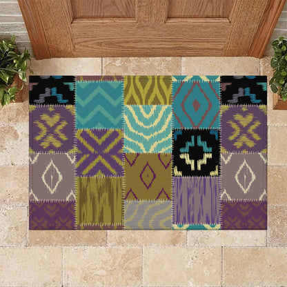 African American Quilt Inspired Rubber Doormat Cultural Heritage Ethnic Quilt Pattern