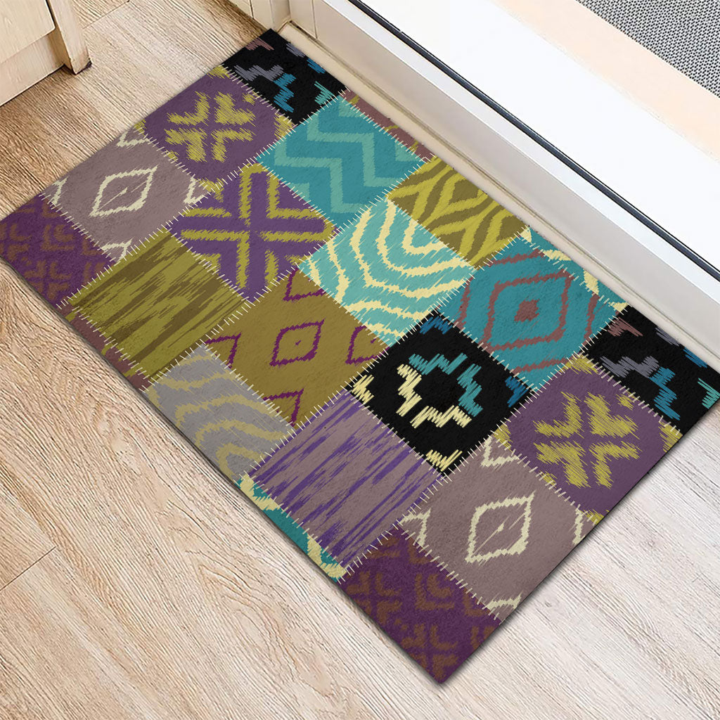 African American Quilt Inspired Rubber Doormat Cultural Heritage Ethnic Quilt Pattern