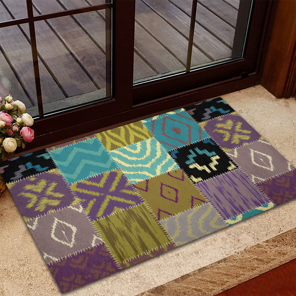 African American Quilt Inspired Rubber Doormat Cultural Heritage Ethnic Quilt Pattern