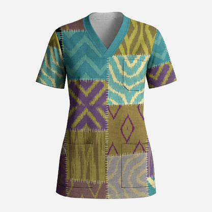African American Quilt Inspired Scrub Top Cultural Heritage Ethnic Quilt Pattern