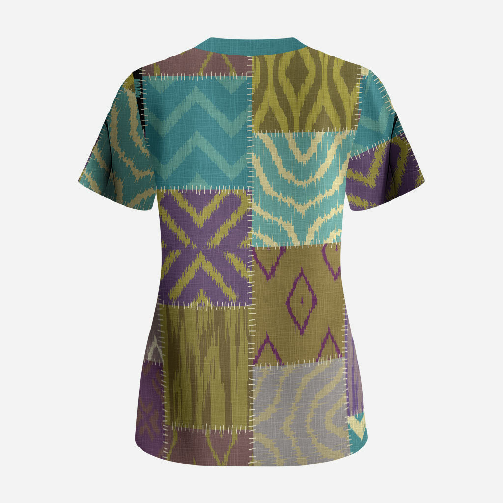 African American Quilt Inspired Scrub Top Cultural Heritage Ethnic Quilt Pattern