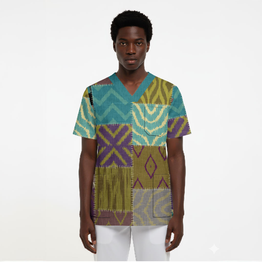 African American Quilt Inspired Scrub Top Cultural Heritage Ethnic Quilt Pattern