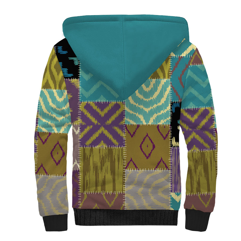 African American Quilt Inspired Sherpa Hoodie Cultural Heritage Ethnic Quilt Pattern