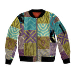 African American Quilt Inspired Sleeve Zip Bomber Jacket Cultural Heritage Ethnic Quilt Pattern